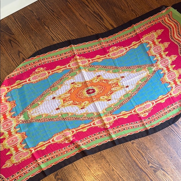 Slinky Brand Multi Color Graphic Print Sheer Scarf - Picture 4 of 4